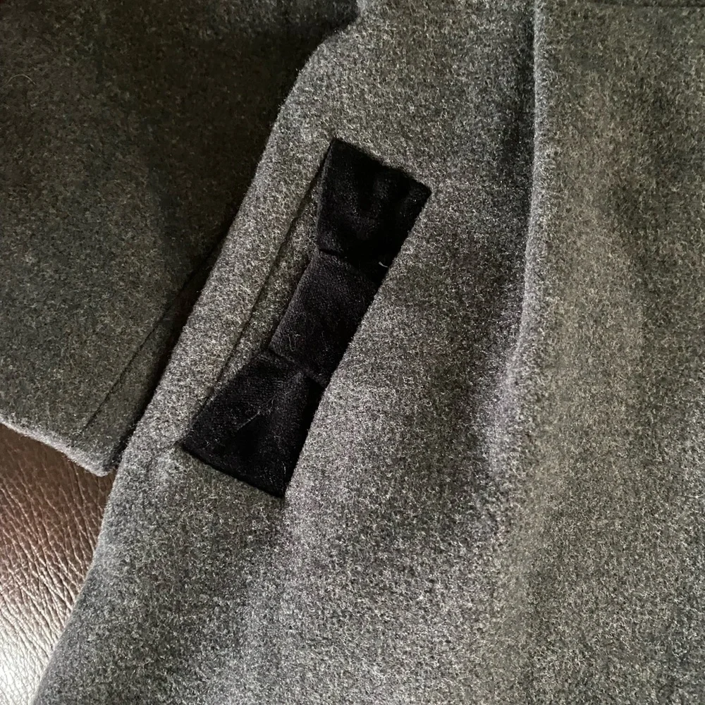 Rothschild Gray Faux Wool Black Velvet Trim Back Bow Adorable Peacoat 2T - Picture 8 of 16